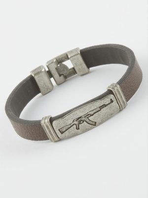 Silah Suni Deri Bileklik-Kahverengi