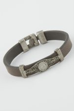 Tuğra Suni Deri Bileklik-Kahverengi