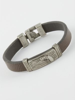 Silah Suni Deri Bileklik-Kahverengi