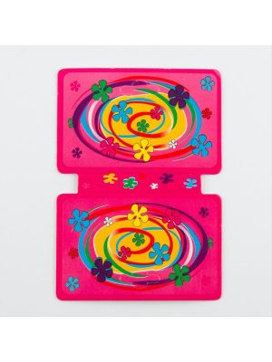 Çiçek Desenli Kolye Kartı-Pembe