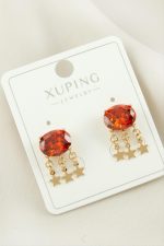 Xuping Yıldız Zirkon Taşlı Lüks Çelik Küpe-Sarı - Görsel 2