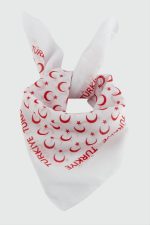 Ay Yıldız Desenli Bandana 50X50-Beyaz