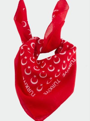 Ay Yıldız Desenli Bandana 50X50-Kırmızı