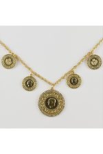 Taşlı Beşi Bir Yerde Altın Kaplama Kolye-Sarı - Görsel 3