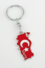 Ay Yıldız Metal Anahtarlık-Kırmızı