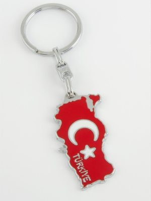 Ay Yıldız Metal Anahtarlık-Kırmızı