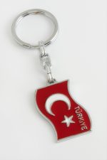 Ay Yıldız Metal Anahtarlık-Kırmızı