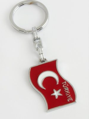 Ay Yıldız Metal Anahtarlık-Kırmızı