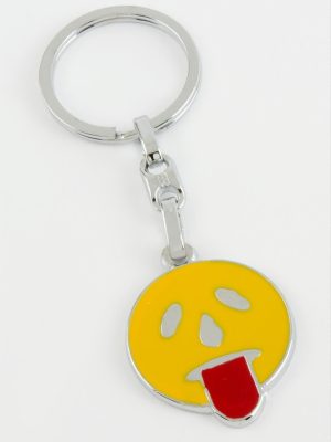 Dil Çıkaran Emoji Metal Anahtarlık-Sarı