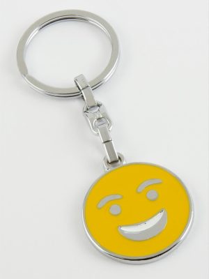 Gülen Yüz Emoji Metal Anahtarlık-Sarı