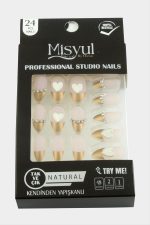 Misyul Taşlı Takma Tırnak 24 Adet-Açık Pembe