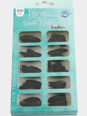 Misyul Badem Mat Takma Tırnak 100 Adet-Siyah