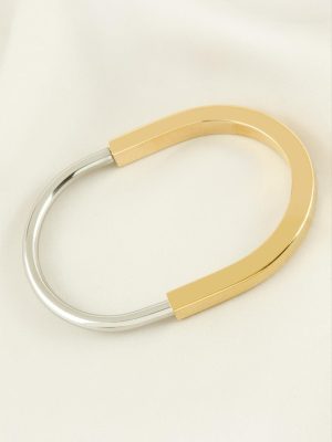 Lüks Çelik Kelepçe Bileklik-Sarı