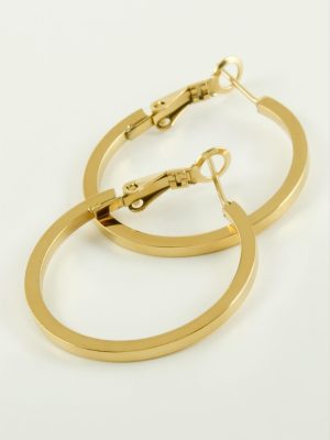 Ezme Halka Lüks Çelik Küpe 2,5 cm-Sarı