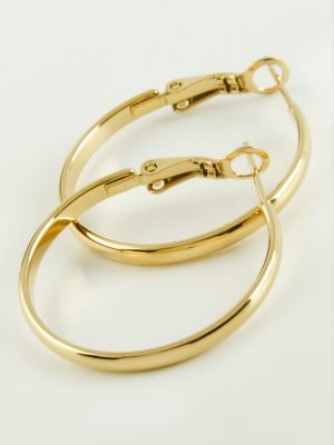 Halka Lüks Çelik Küpe 2,8 cm-Sarı