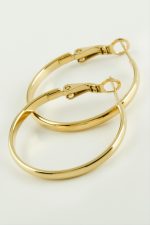 Halka Lüks Çelik Küpe 2,8 cm-Sarı - Görsel 2