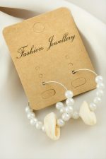 Deniz Kabuğu İnci Halka Küpe 3 cm-Beyaz