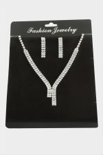 Tamtur Baget Zirkon Taşlı Lüks Set Kolye 7 mm-Gümüş Rengi - Görsel 2