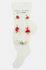 Nazar Göz Kırık Doğaltaşlı Halhal-Kırmızı - Görsel 2