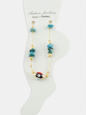 Nazar Göz Kırık Doğaltaşlı Halhal-Kırmızı