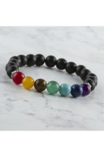 7li Doğaltaş Çakra Bileklik-Siyah