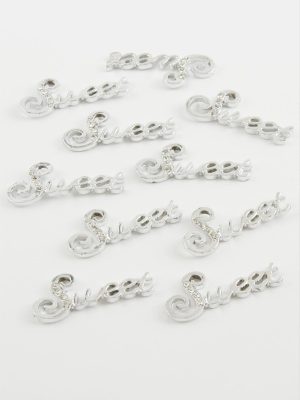 Sweet Yazılı Taşlı Kolye Ucu Aparatı 1 Adet-Gümüş Rengi