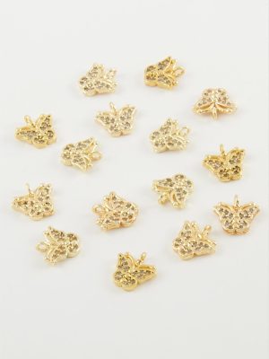 Kelebek Zirkon Taşlı Bileklik Aparatı 1 Adet-Sarı