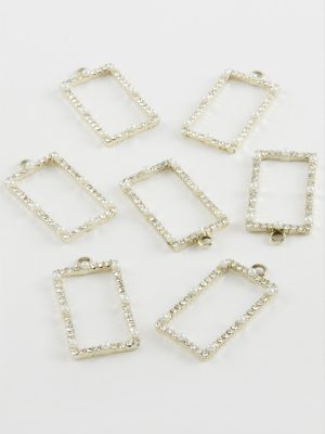 Kare Taşlı İnci Kolye Ucu Aparatı 1 Adet-Sarı