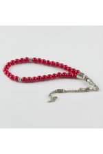 Mercan Doğaltaş Tesbih 8 mm-Gümüş Rengi