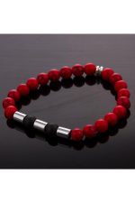 Mercan-Onix Doğaltaş Bileklik-Kırmızı