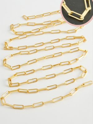 4 mm Dikdörtten Zincir 1 metre-Sarı