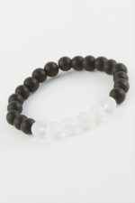 Buzlu Kuvars Onix Doğaltaşlı Bileklik-Siyah