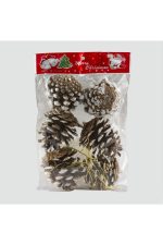 6lı Kozalak Yılbaşı Ağaç Süsü-Kahverengi - Görsel 3