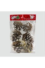 6lı Kozalak Yılbaşı Ağaç Süsü-Kahverengi