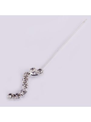 Taşlı Zikzak Eşarp İğnesi-Gümüş Rengi