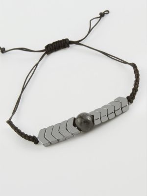 Çavuş Hematit Doğal Taş Bileklik-Gri