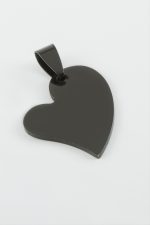 Kalp İsim Yazılabilir Çelik Kolye Ucu 2,8 cm-Siyah