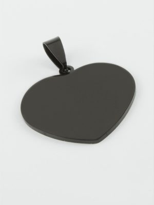 Kalp İsim Yazılabilir Çelik Kolye Ucu 2,5 cm-Siyah