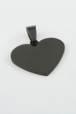 Kalp İsim Yazılabilir Çelik Kolye Ucu 3 cm-Siyah - Görsel 2