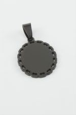 Oval İsim Yazılabilir Çelik Kolye Ucu 2X2,8 cm-Siyah