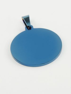 Yuvarlak İsim Yazılabilir Çelik Kolye Ucu 2,5 cm-Mavi