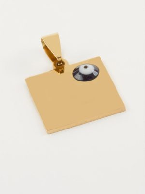 Kare İsim Yazılabilir Çelik Kolye Ucu 2X2 cm-Sarı