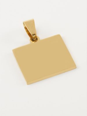 Kare İsim Yazılabilir Çelik Kolye Ucu 2X2 cm-Sarı