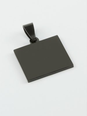 Kare İsim Yazılabilir Çelik Kolye Ucu 2X2 cm-Siyah