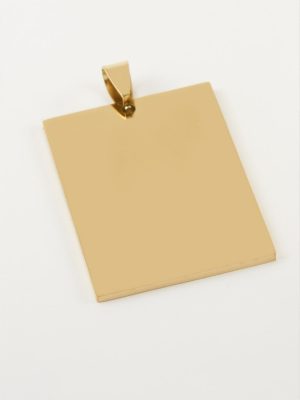 Dikdörtgen İsim Yazılabilir Çelik Kolye Ucu 2,2X3,7 cm-Sarı