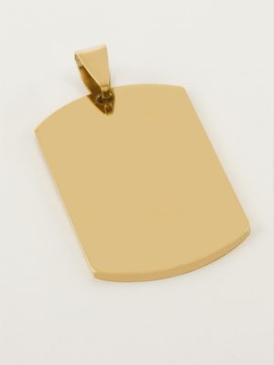 Künye İsim Yazılabilir Çelik Kolye Ucu 2,2X3,8 cm-Sarı