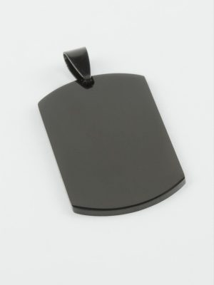 Künye İsim Yazılabilir Çelik Kolye Ucu 2,2X3,8 cm-Siyah