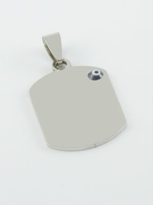 Künye İsim Yazılabilir Çelik Kolye Ucu 2X3 cm-Gümüş Rengi