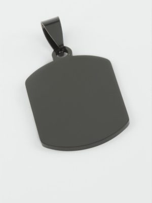 Künye İsim Yazılabilir Çelik Kolye Ucu 2X3 cm-Siyah