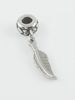 Yaprak Çelik Kolye Ucu 3,5 cm-Gümüş Rengi